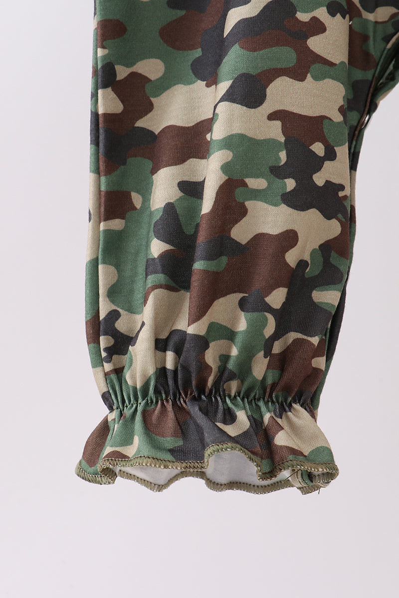 Camouflage Santa Claus Applique Ruffle Romper