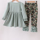 Camouflage Santa Claus Applique Ruffle Pants Set