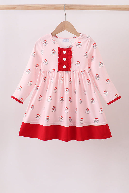 Christmas Santa Claus Print Ruffle Dress