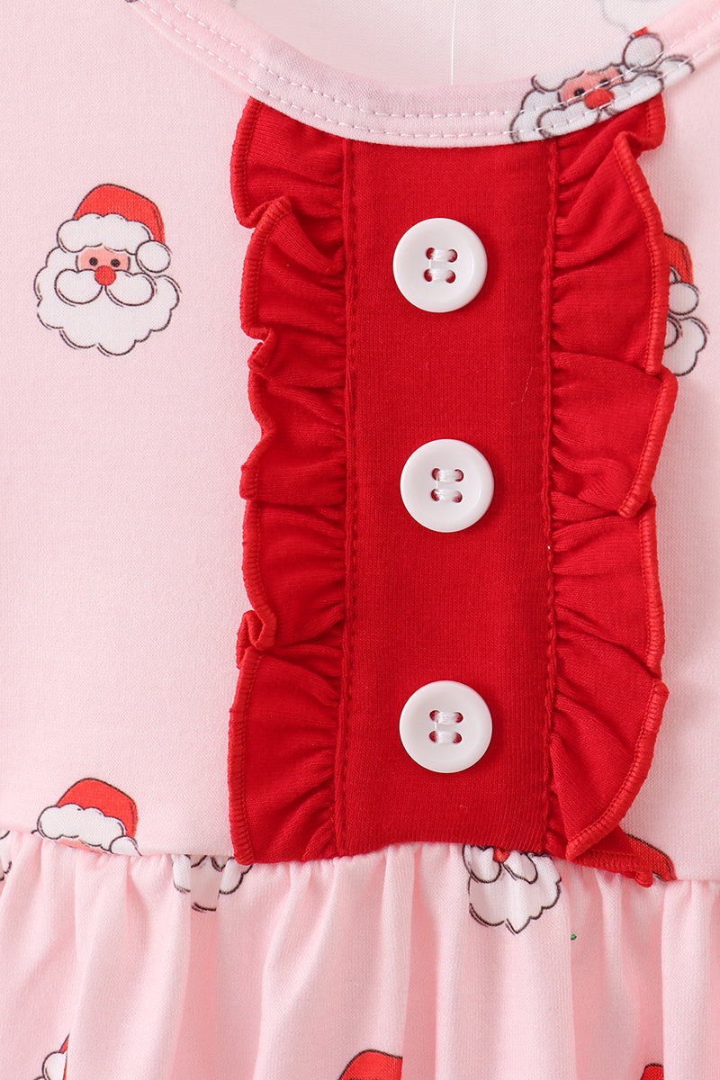 Christmas Santa Claus Print Ruffle Dress