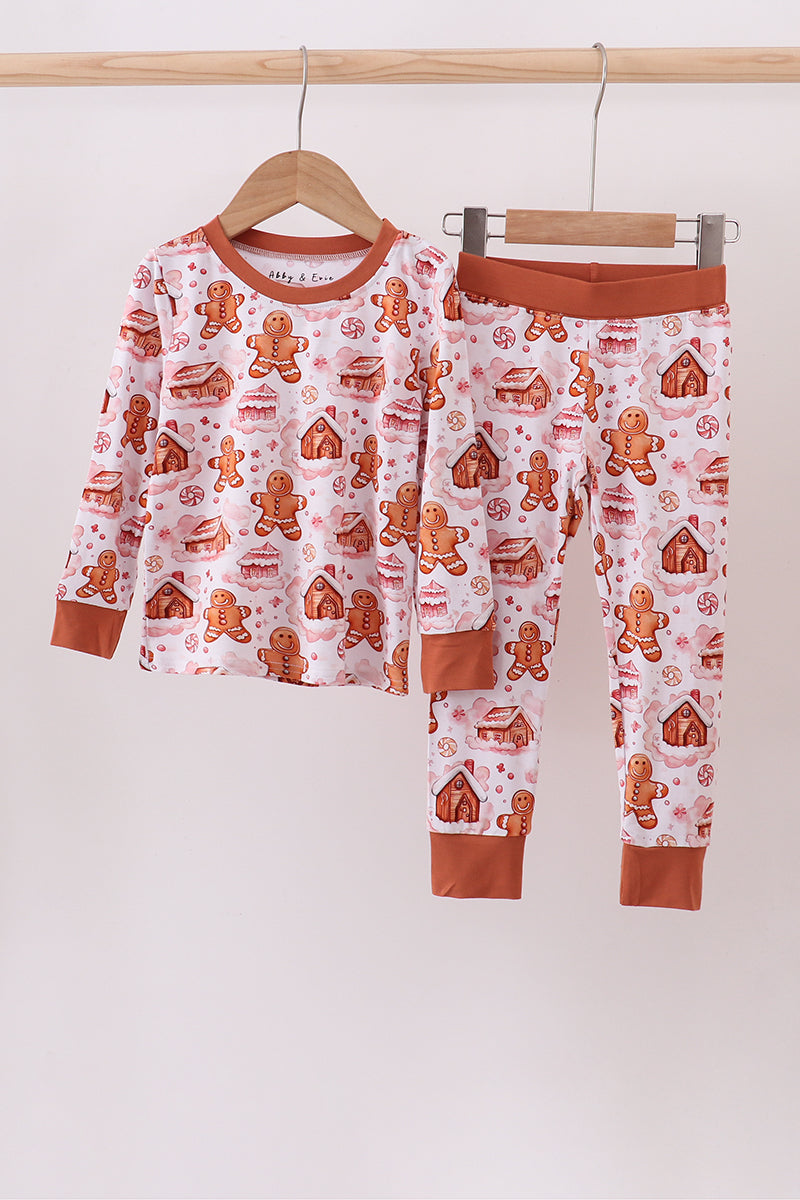 Brown Gingerbread House Bamboo Pajamas Romper
