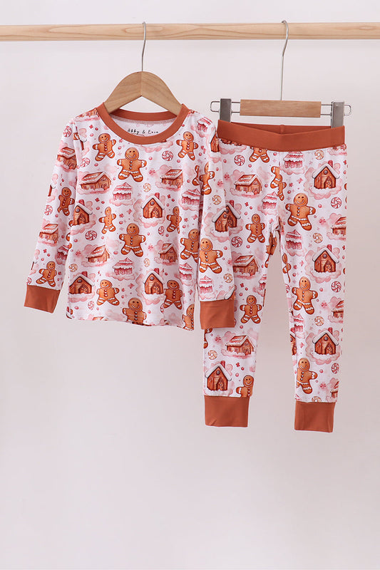 Brown Gingerbread House Bamboo Pajamas Romper