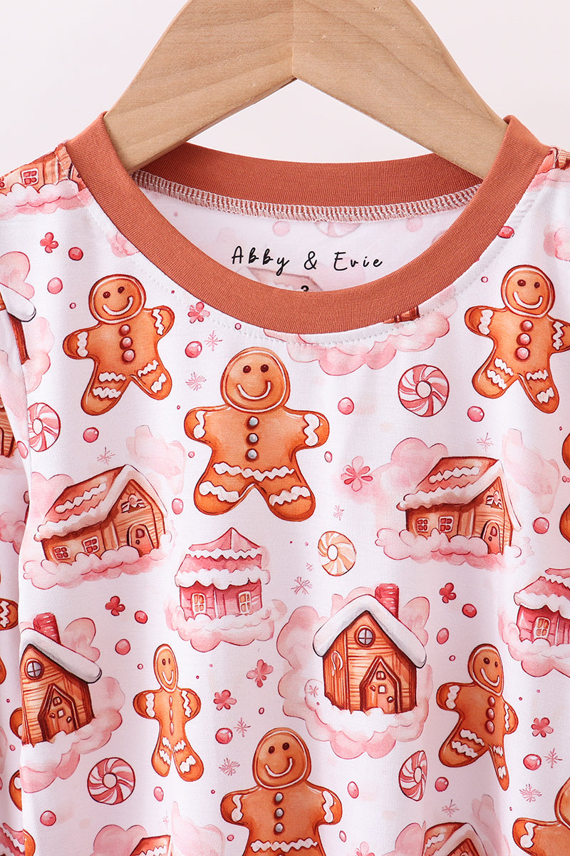 Brown Gingerbread House Bamboo Pajamas Romper