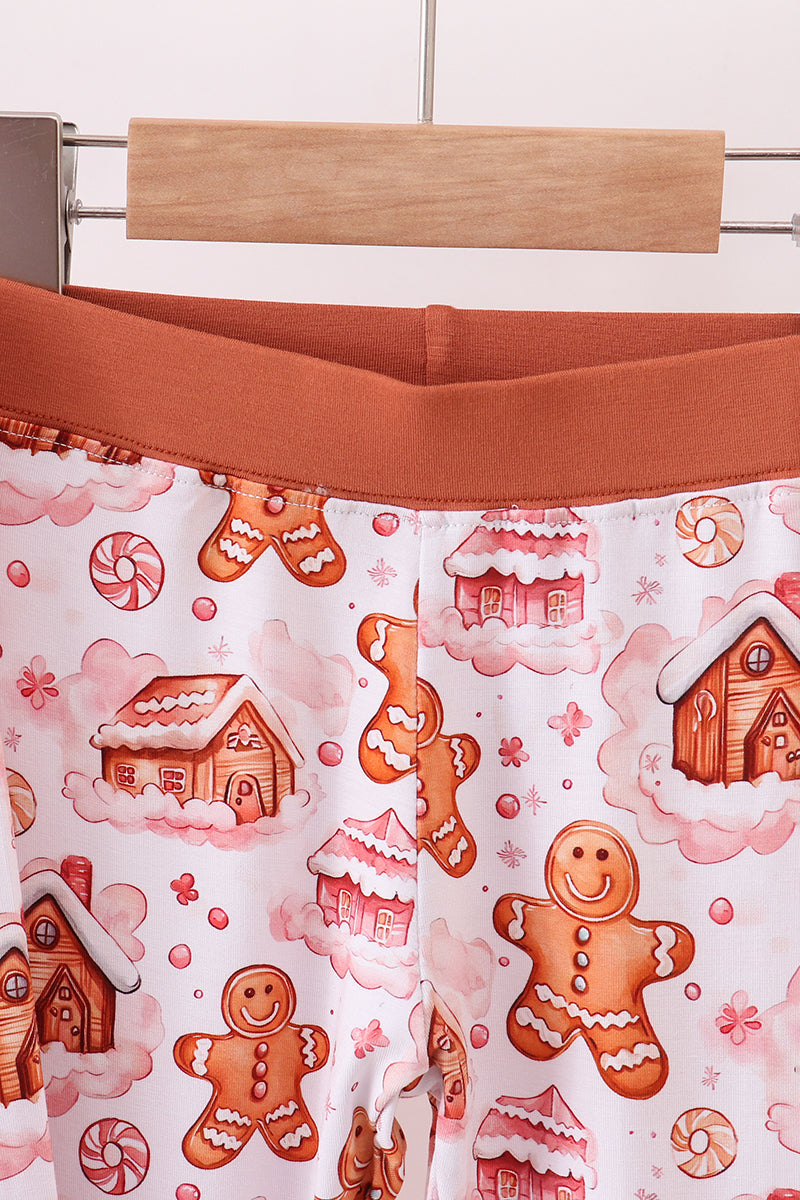 Brown Gingerbread House Bamboo Pajamas Romper