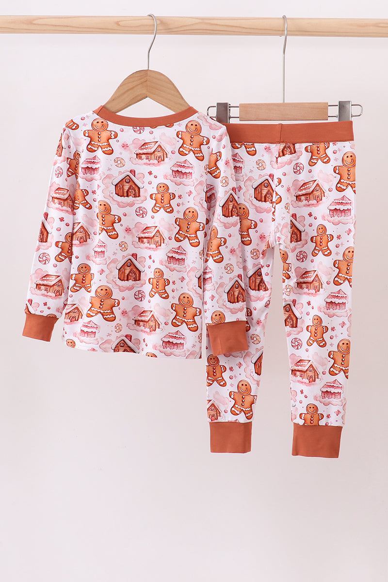 Brown Gingerbread House Bamboo Pajamas Romper