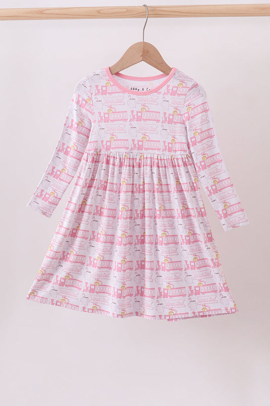 Pink Train Bamboo Pajamas Dress