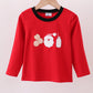 Red Santa Claus Biscuit Milk Applique Top