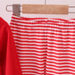 Red Santa Claus Biscuit Milk Applique Stripe Pants Set