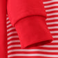 Red Santa Claus Biscuit Milk Applique Stripe Pants Set