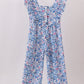 Blue Floral Ruffle Jumpsuit