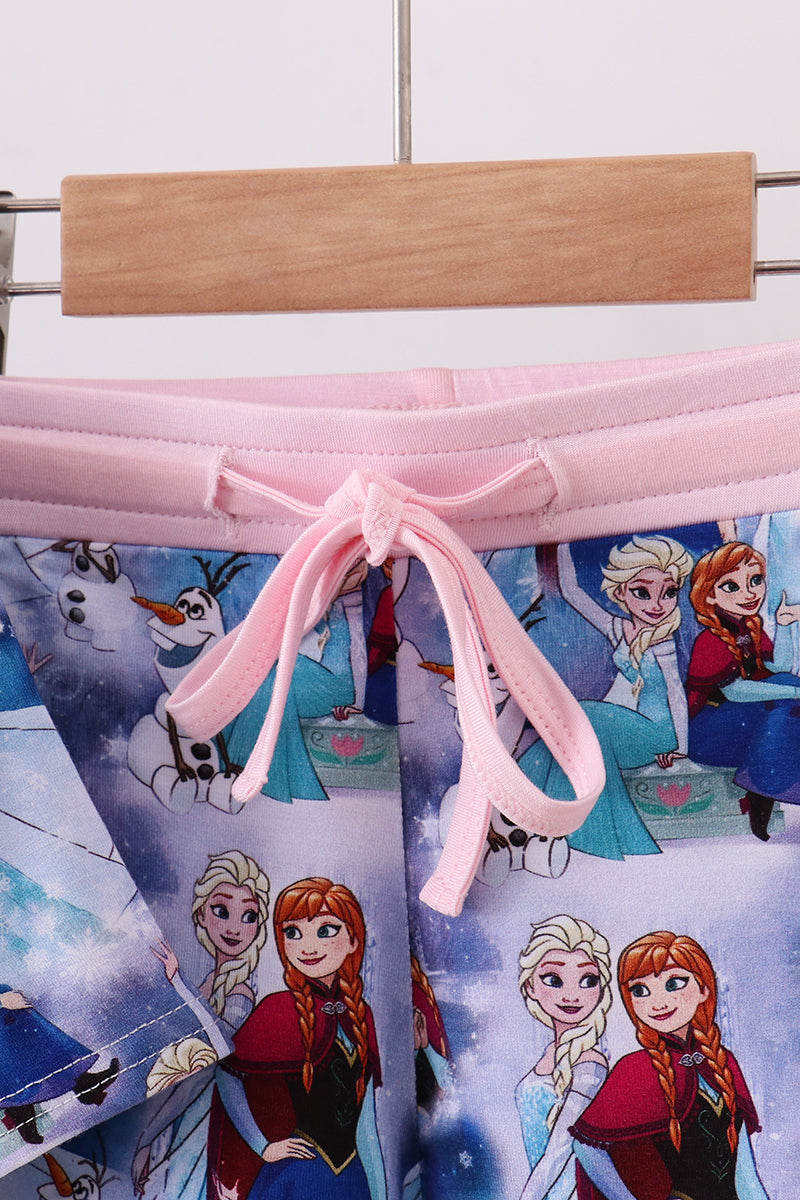 Blue Frozen Bamboo Shorts Set
