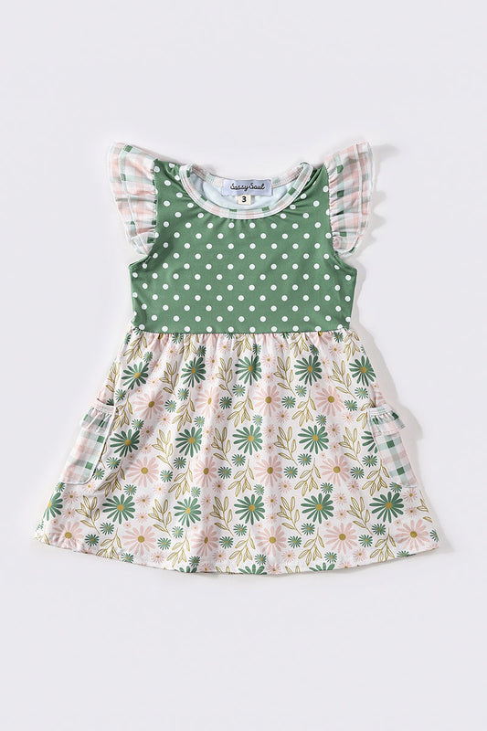 Green Floral Dot Dress