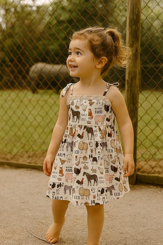 Beige Farm Strap Dress