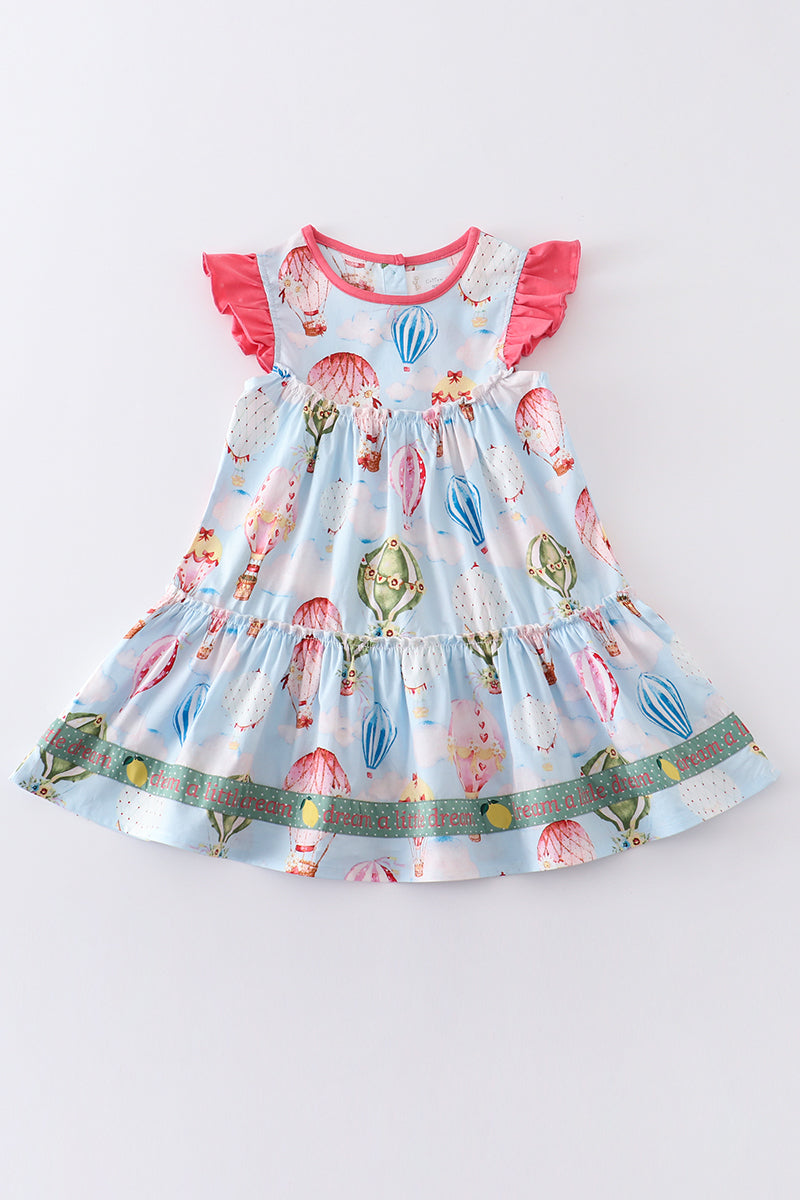Platinum Balloon Print Ruffle Tiered Dress