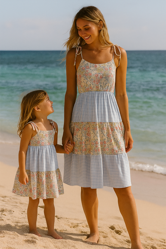 Pastel Wildflowers Print Mom&Me Tiered Dress