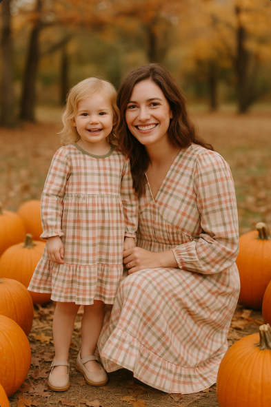 Khaki Gingham Mom&Me Dress
