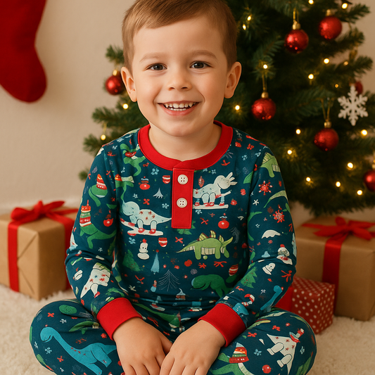 Green Dinosaur Print Pants Set