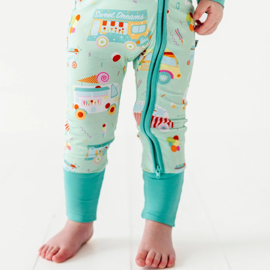Sundae Funday Zip Romper w/Convertible Footies