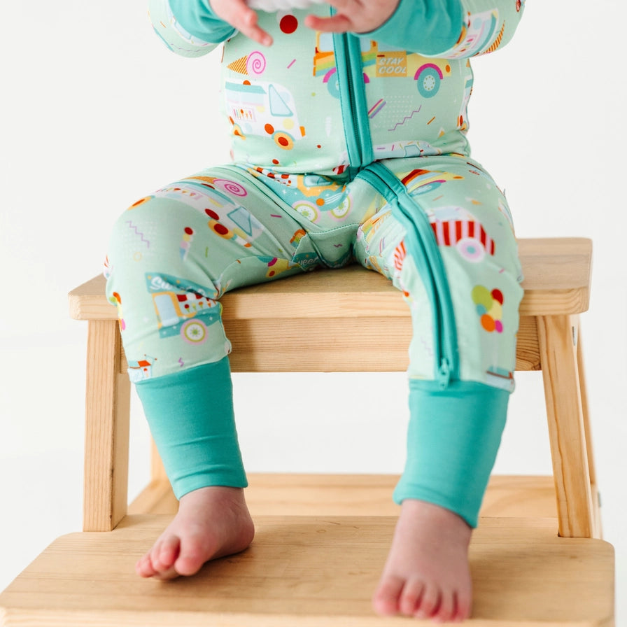 Sundae Funday Zip Romper w/Convertible Footies