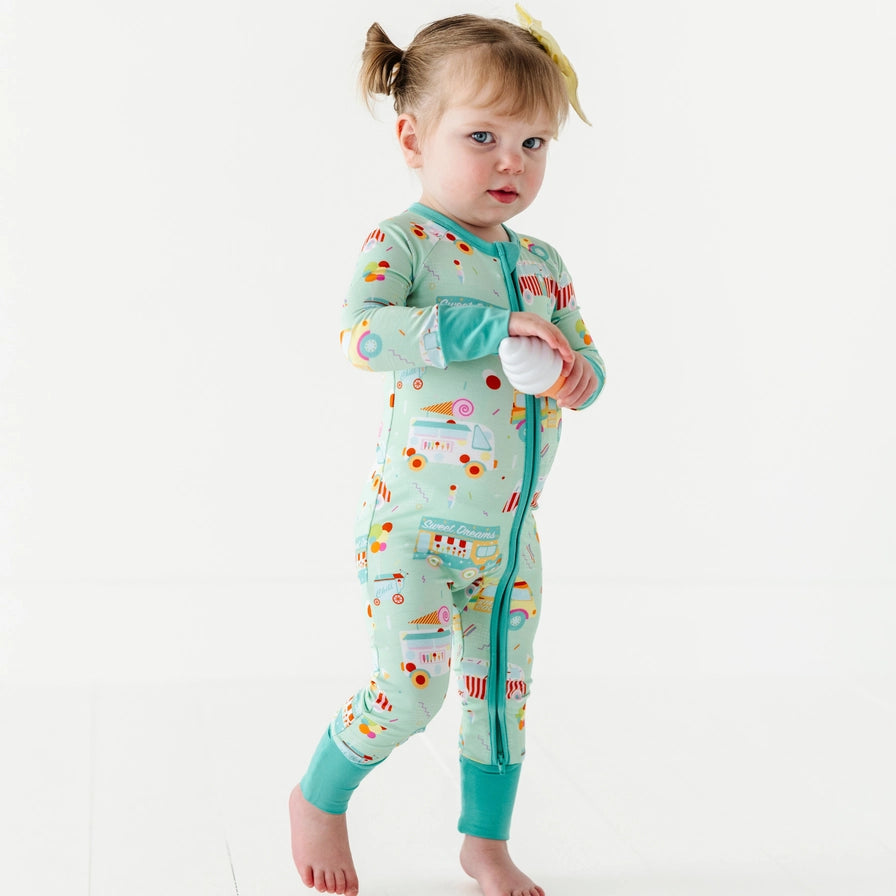Sundae Funday Zip Romper w/Convertible Footies