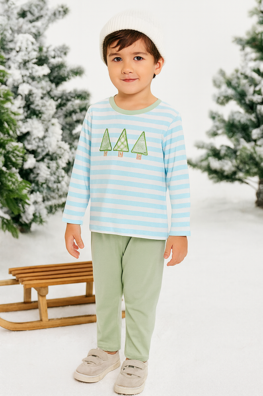 Green Christmas Tree Boy Pants Set
