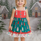 Platinum Red Christmas Tree Plaid Ruffle Dress