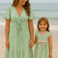 Green Floral Print Girl Mom & Me Dress