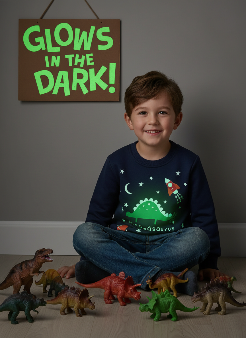 Blue Dino Glow-in-the-Dark Sweatshirt