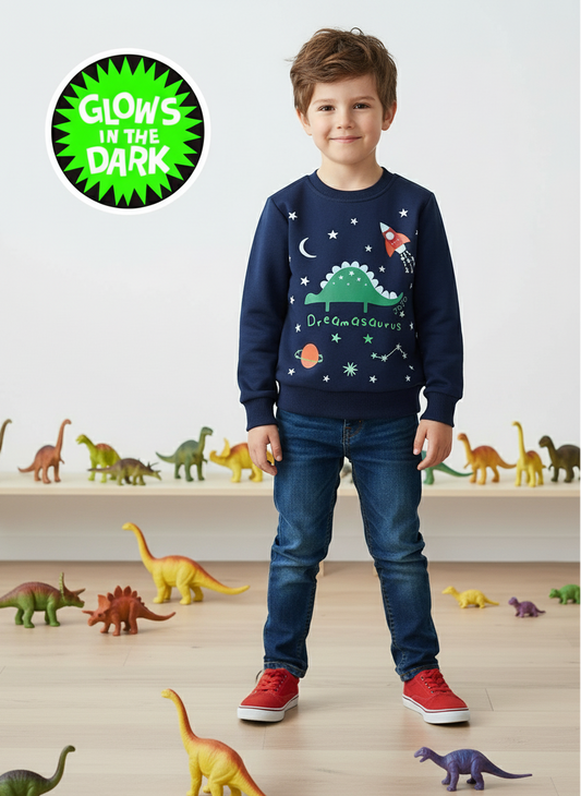 Blue Dino Glow-in-the-Dark Sweatshirt