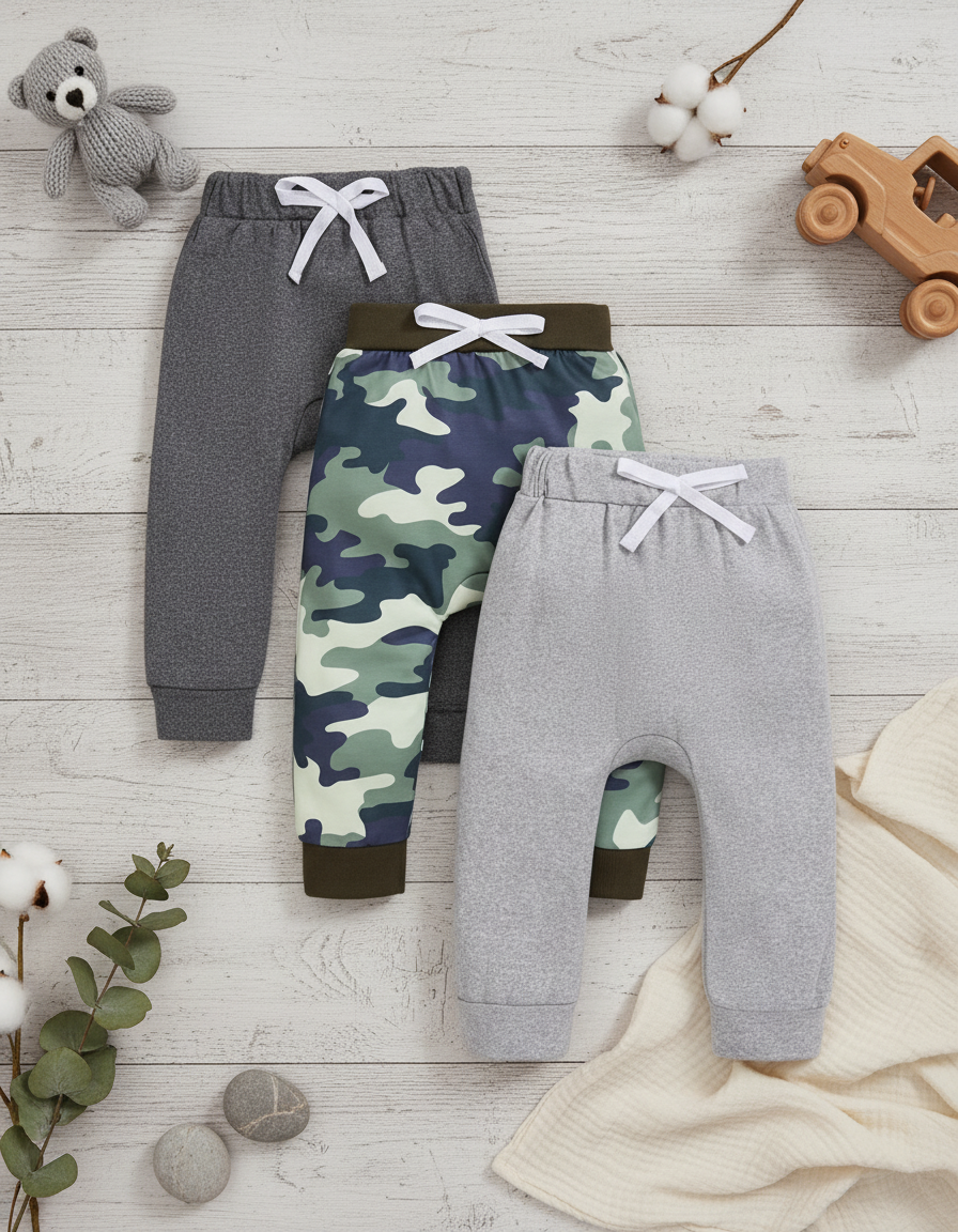 Boy's 3-pc Pant Set Camo/Gray