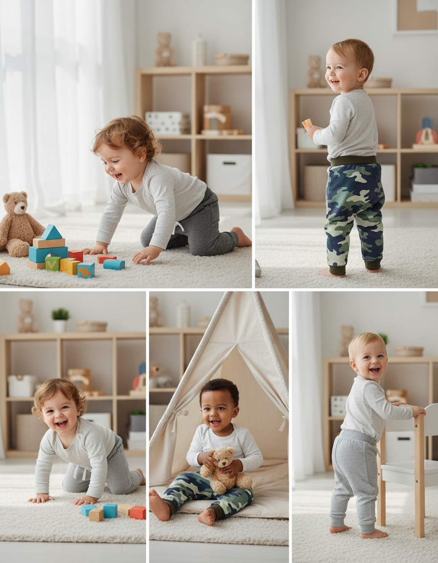 Boy's 3-pc Pant Set Camo/Gray