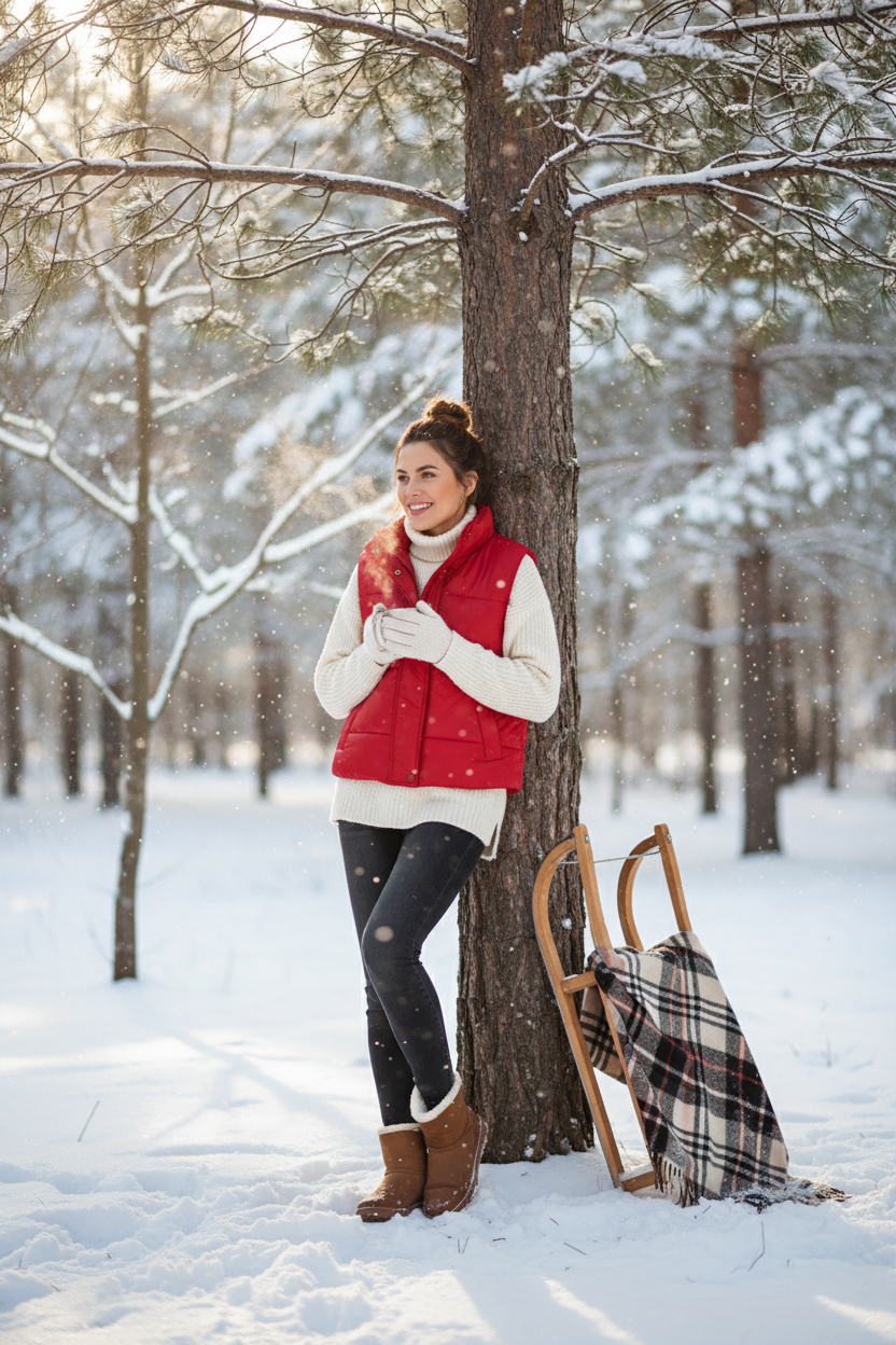 Maroon Mom&Me Puffer Vest